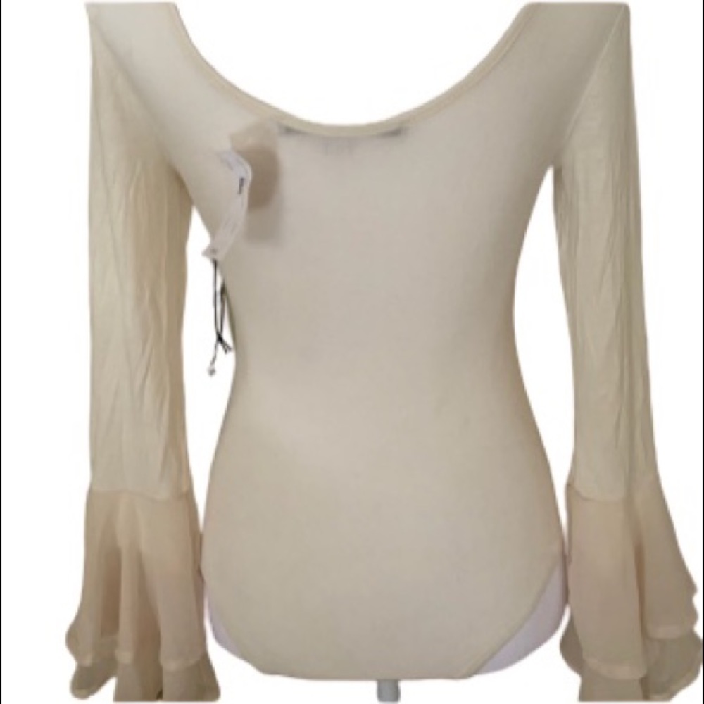 BELL SLEEVE SCOOP NECK COTTON/SPANDEX BODYSUIT - Picture 2 of 7